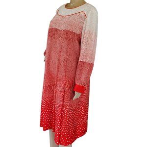 Vintage 60's Mary Roberts Women's XL Red & White Polka Dot Knit Polyester Dress